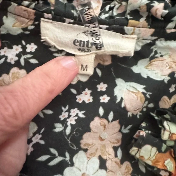 Entro Floral Dark Green Dress, Size Medium, Lined Dress - Picture 4 of 6